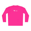 Neon pink women's performance long sleeve fishing shirt by Casting Queens with white logo