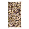 Casting Queens women’s fishing apparel leopard print neck gaiter featuring a trendy tan and black cheetah pattern, lightweight fishing face cover for sun protection, boating, kayaking, and outdoor adventures.