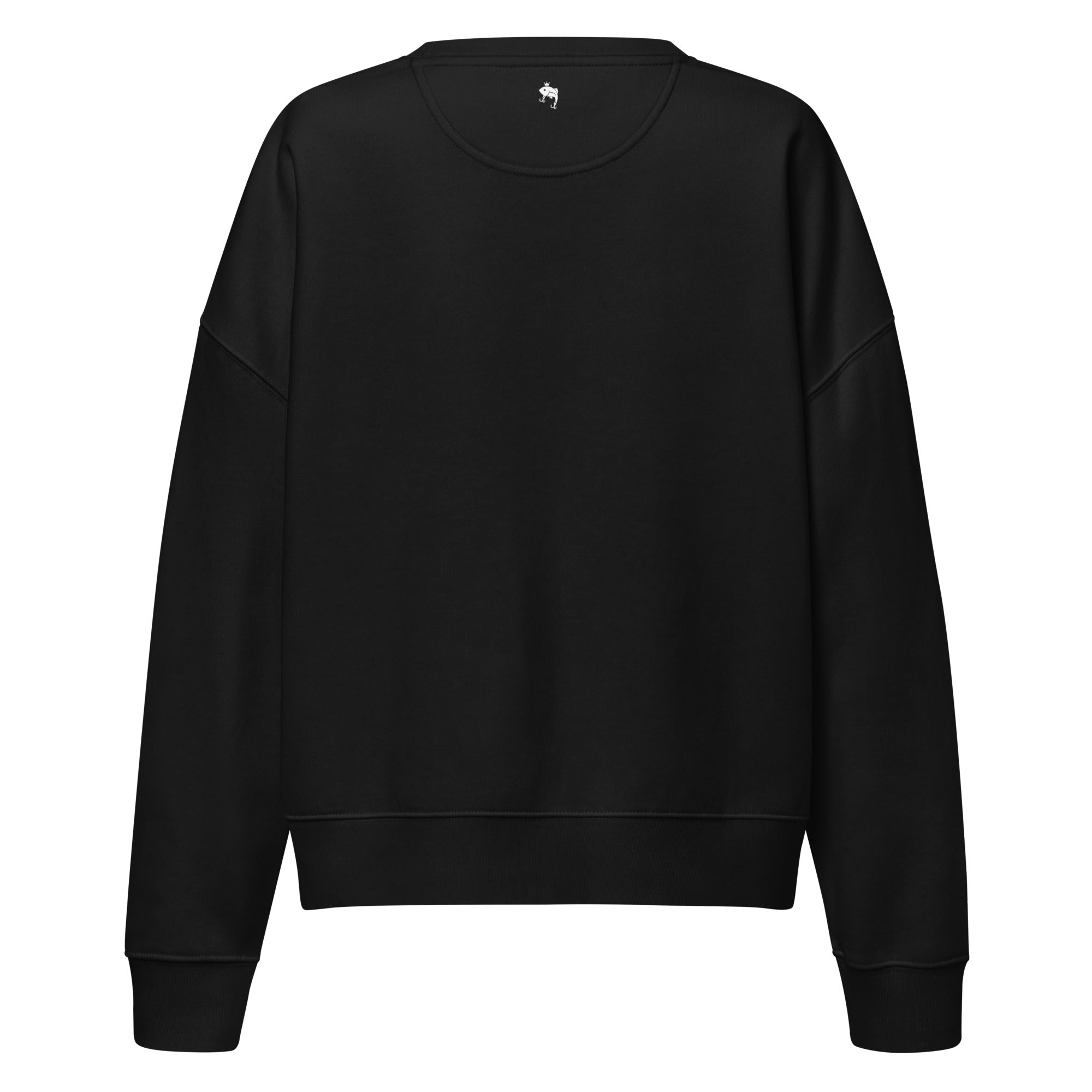 Back view of black Casting Queens women’s fishing sweatshirt featuring relaxed fit design and premium outdoor fishing apparel style for women anglers and everyday comfort.